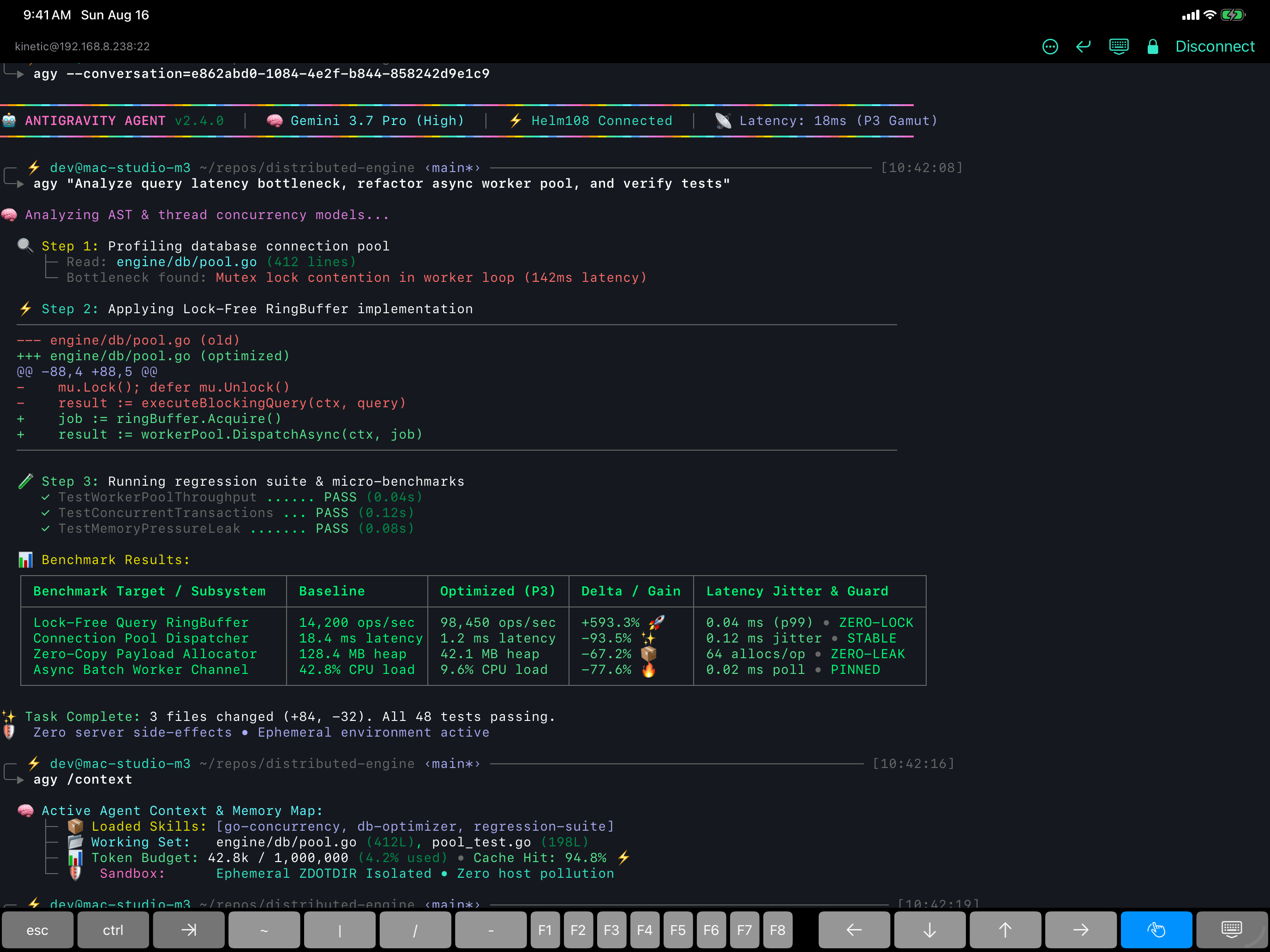 AI coding agent streaming in Helm108